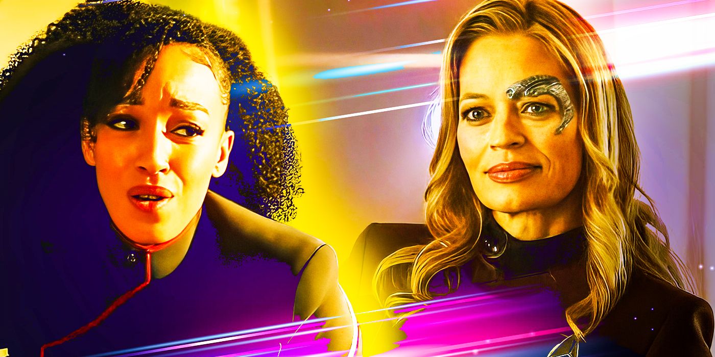 Tawny Newsome as Ensign Beckett Mariner and Jeri Ryan as Captain Seven of Nine.