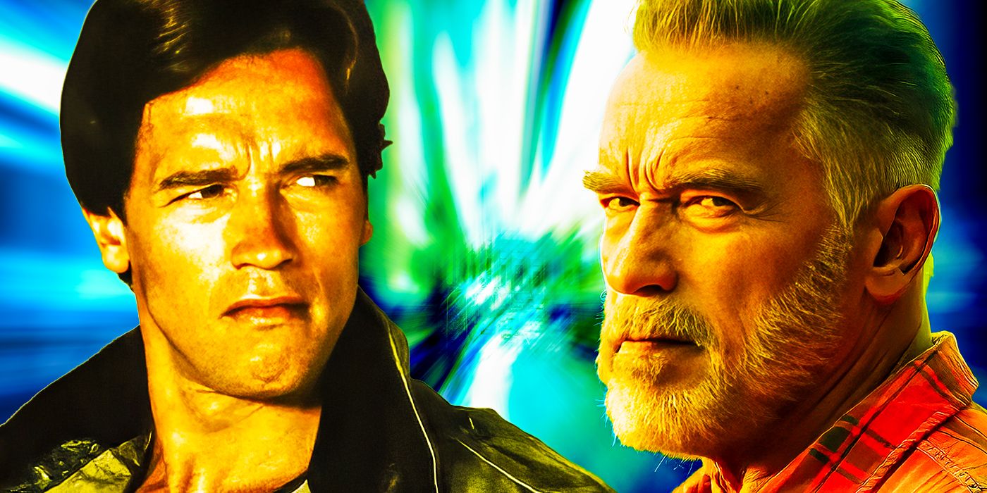 Arnold Schwarzenegger younger and older in the Terminator franchise