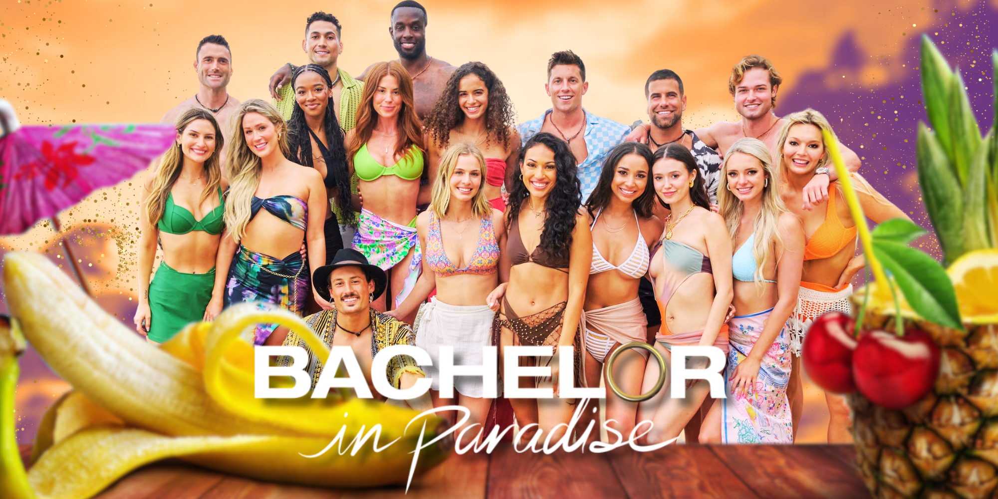 The Bachelor In Paradise Season 9 cast promo photo with tropical background