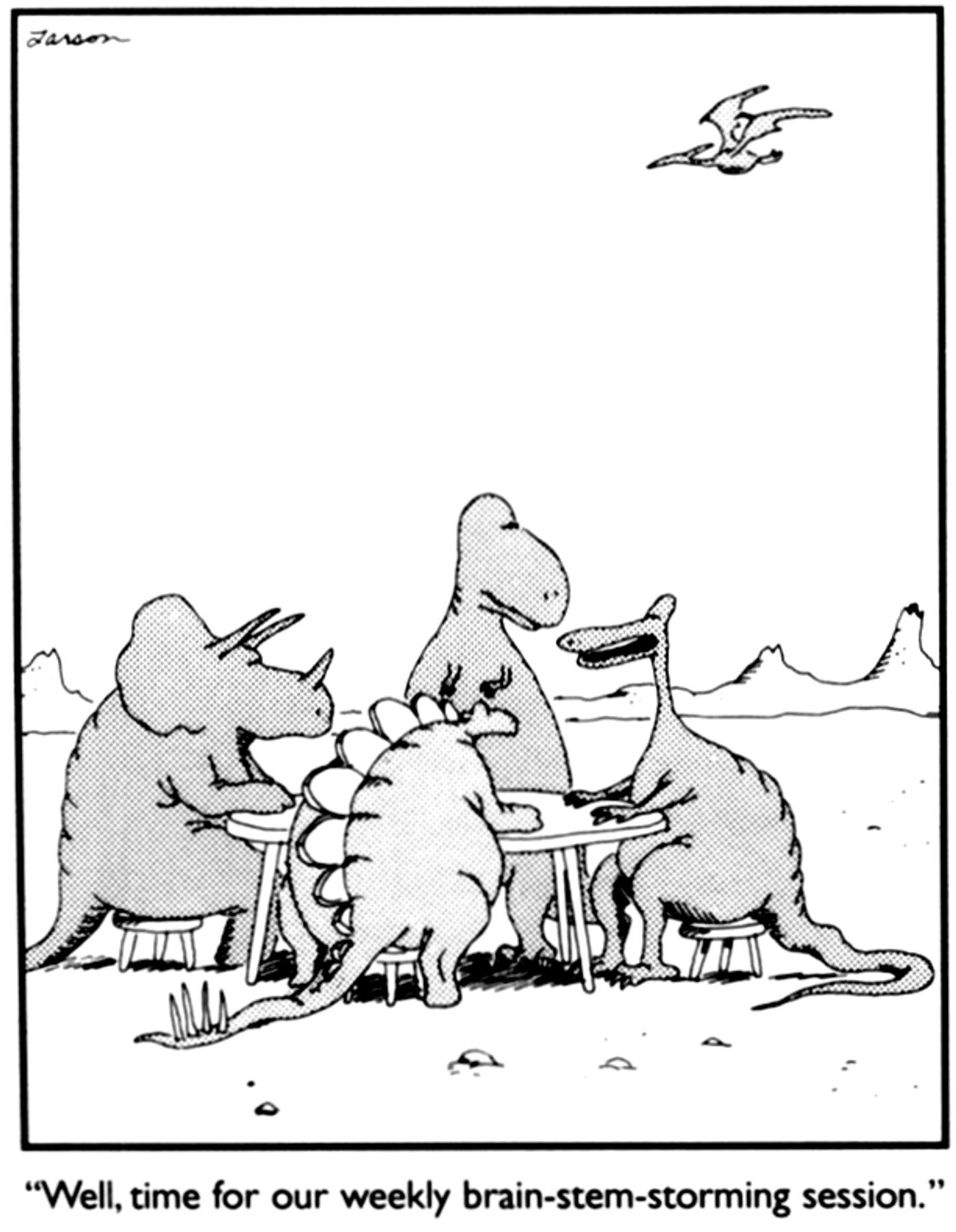 the far side dinosaurs brain stem