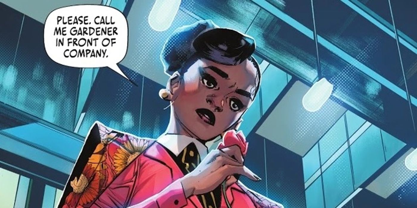 Comic book panel: The Gardener from DC Comics