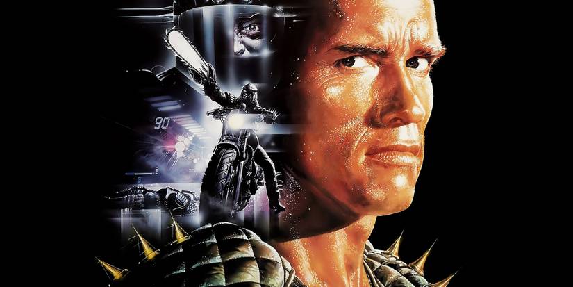 O pôster do filme para o The Running Man, de Arnold Schwarzenegger