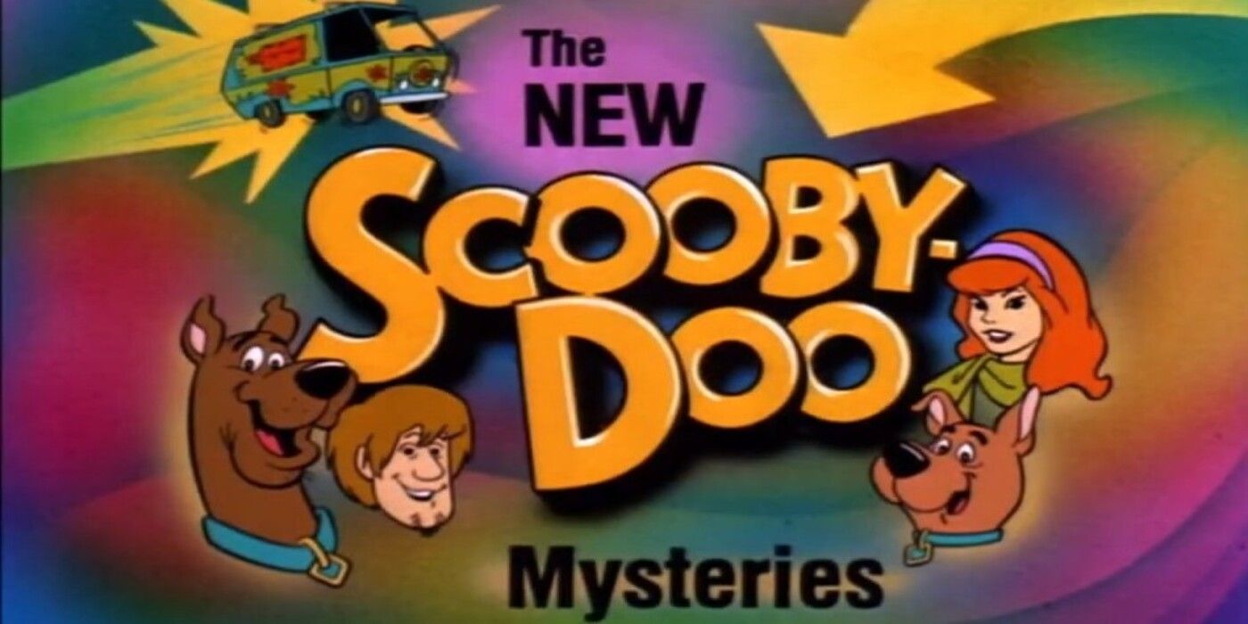 The title card from The New Scooby-Doo Mysteries featuring Scooby-Doo, Scrappy-Doo, Shaggy, and Daphne