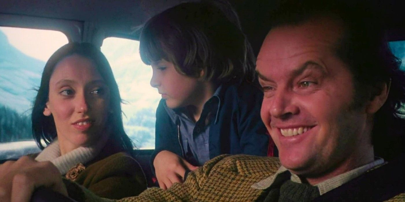 The Torrance family driving in the car in The Shining