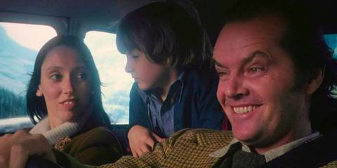 The Torrance family driving in the car in The Shining