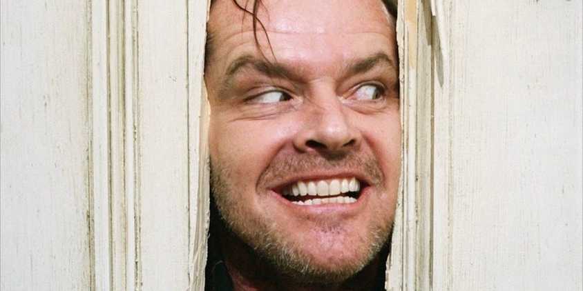 Jack Nicholson peering through a chopped door