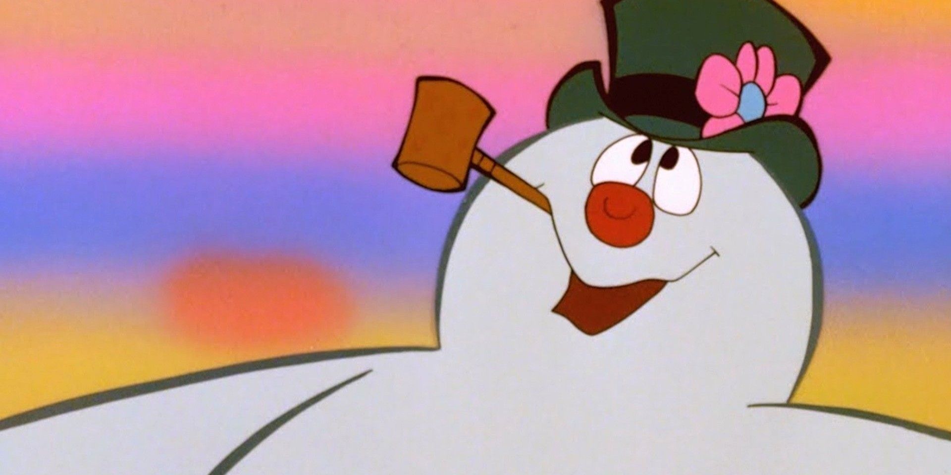 The titular snowman smoking a pipe in Frosty the Snowman