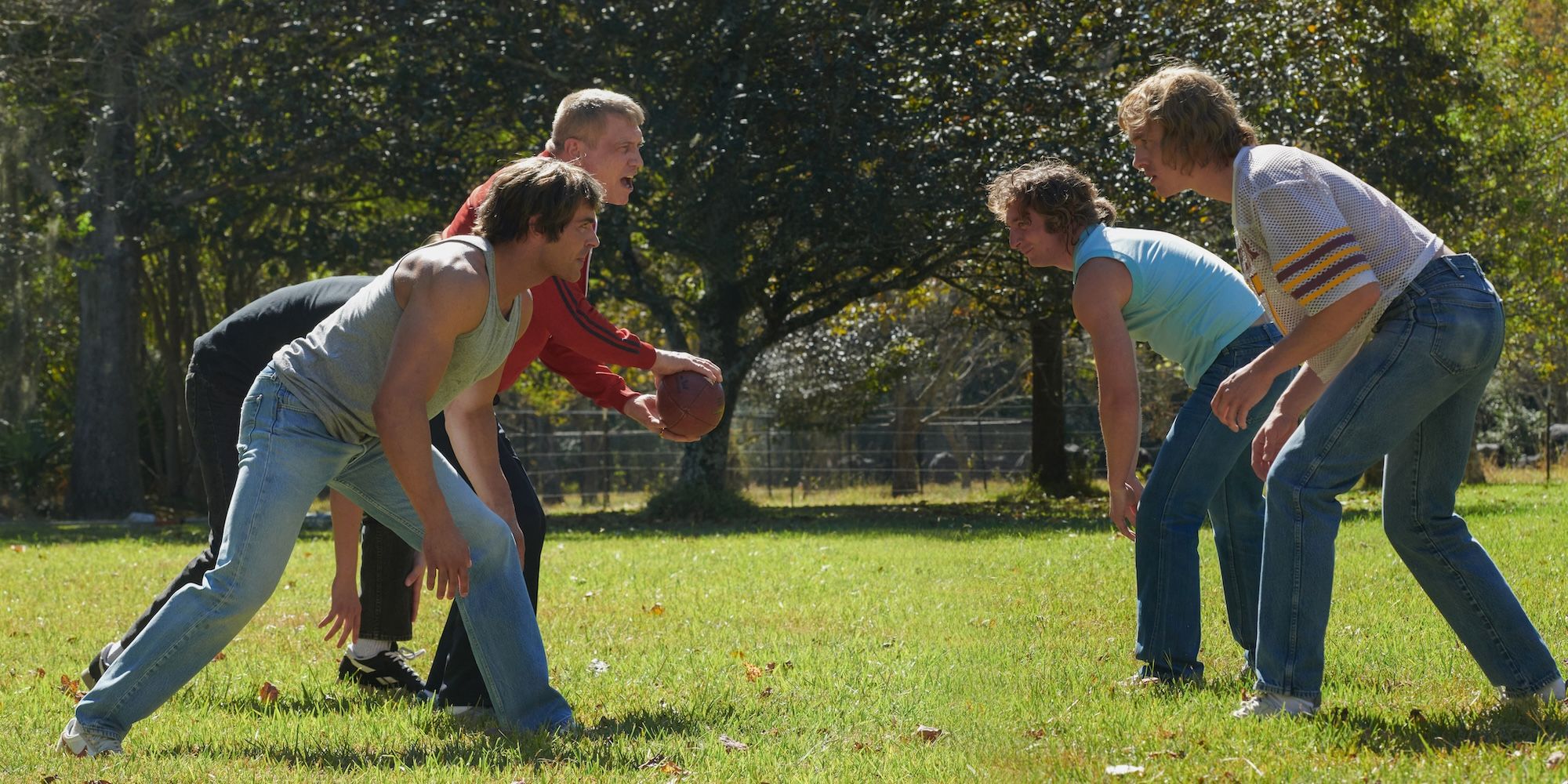 The Von Erichs family playing football in The Iron Claw