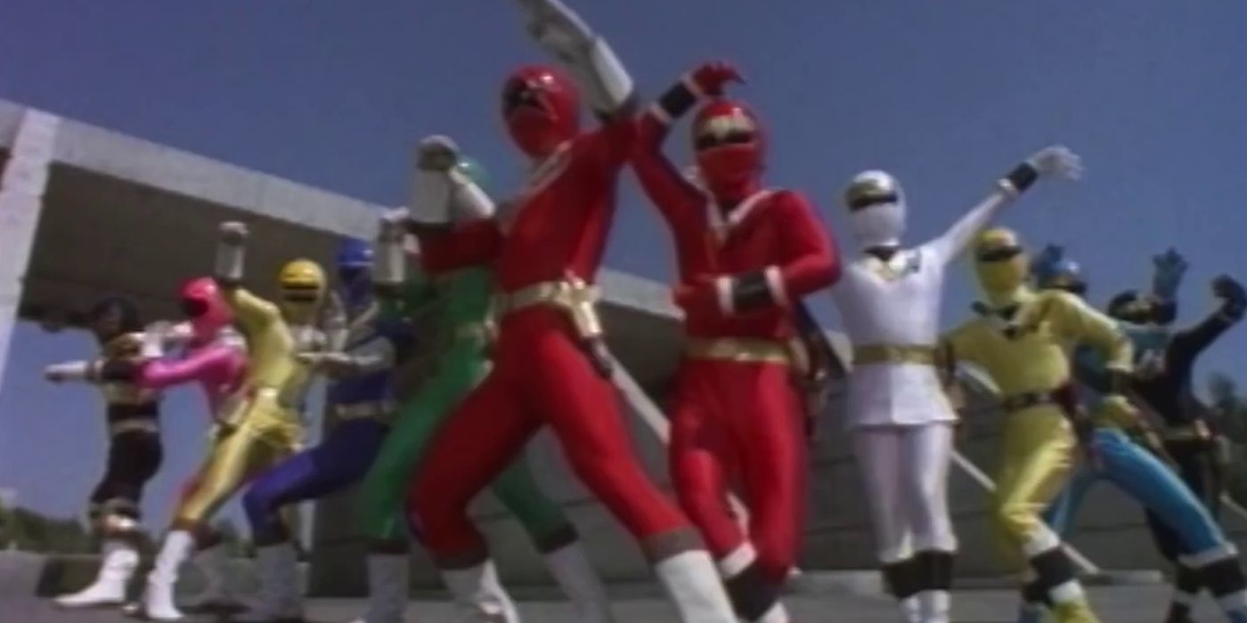 The Zeo and Alien Rangers standing together
