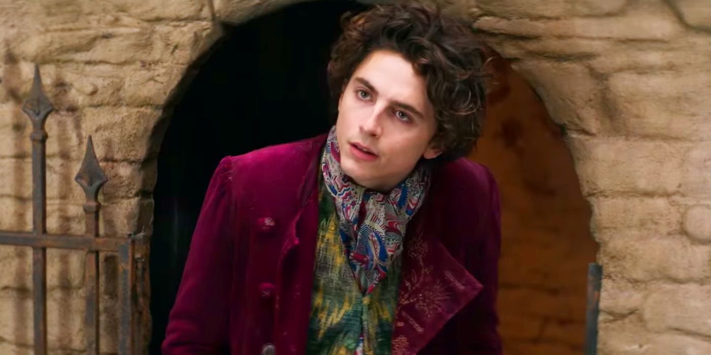 TImothee Chalamet as Willy Emerging from a Doorway in Wonka