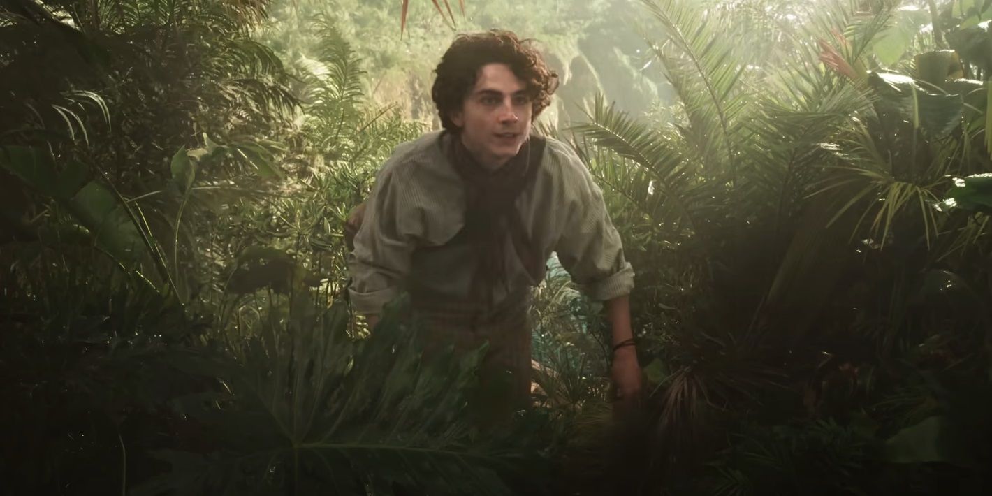 Willy (Timothee Chalamet) in a jungle in Wonka