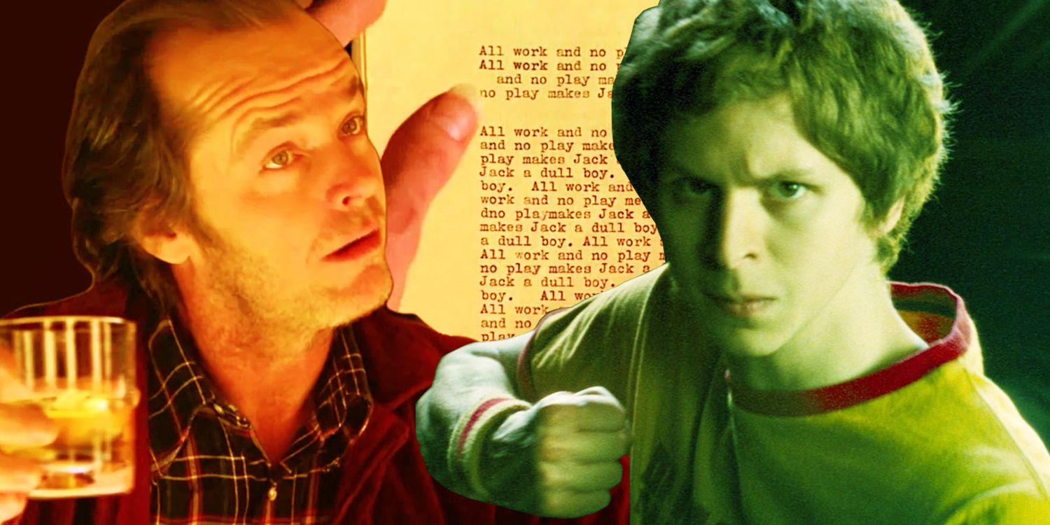 Collage of Jack Nicholson as Jack Torrance in The Shining and Michael Cera as Scott Pilgrim in Scott Pilgrim Vs. The World