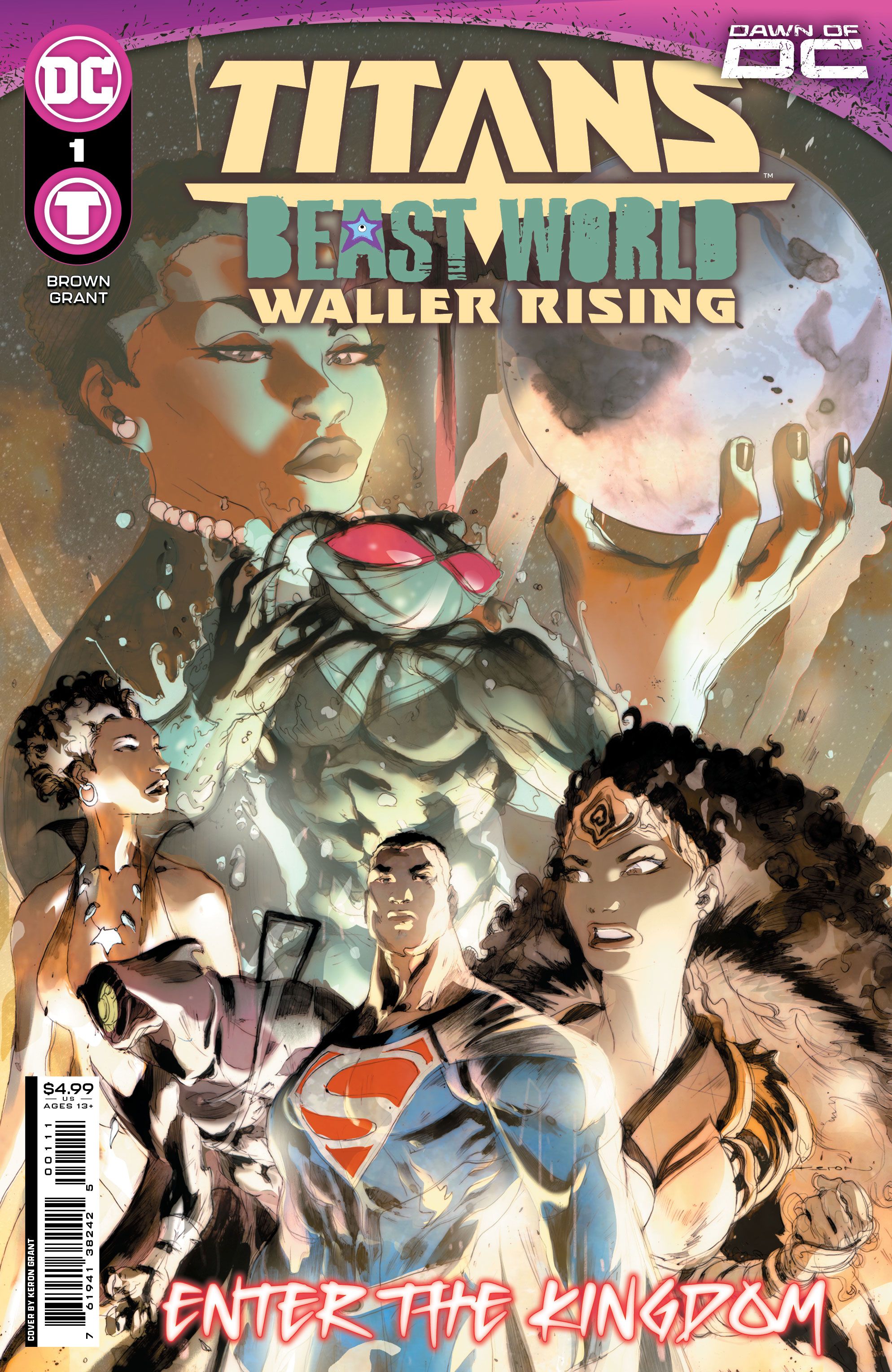 Titans Beast World Tour Waller Rising 1 Main Cover: a team of all-Black superheroes stand together.