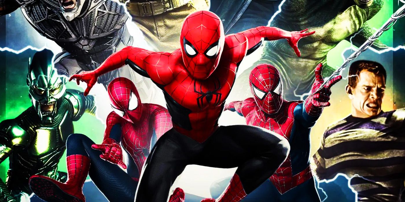 Tobey Maguire, Andrew Garfield and Tom Holland Spider-Men with Spider-Man villains in Sinister Six fan art