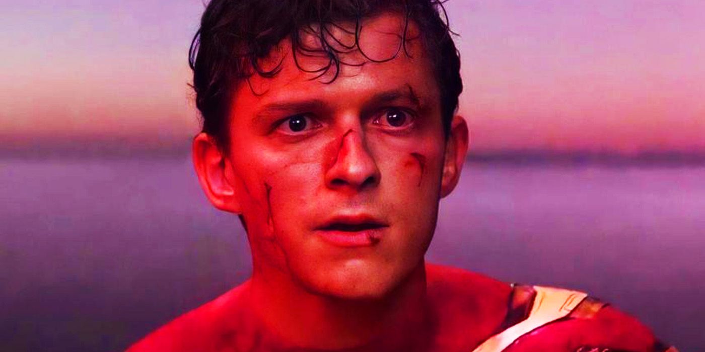 Tom Holland's Peter Parker all torn up at the end of Spider-Man No Way Home