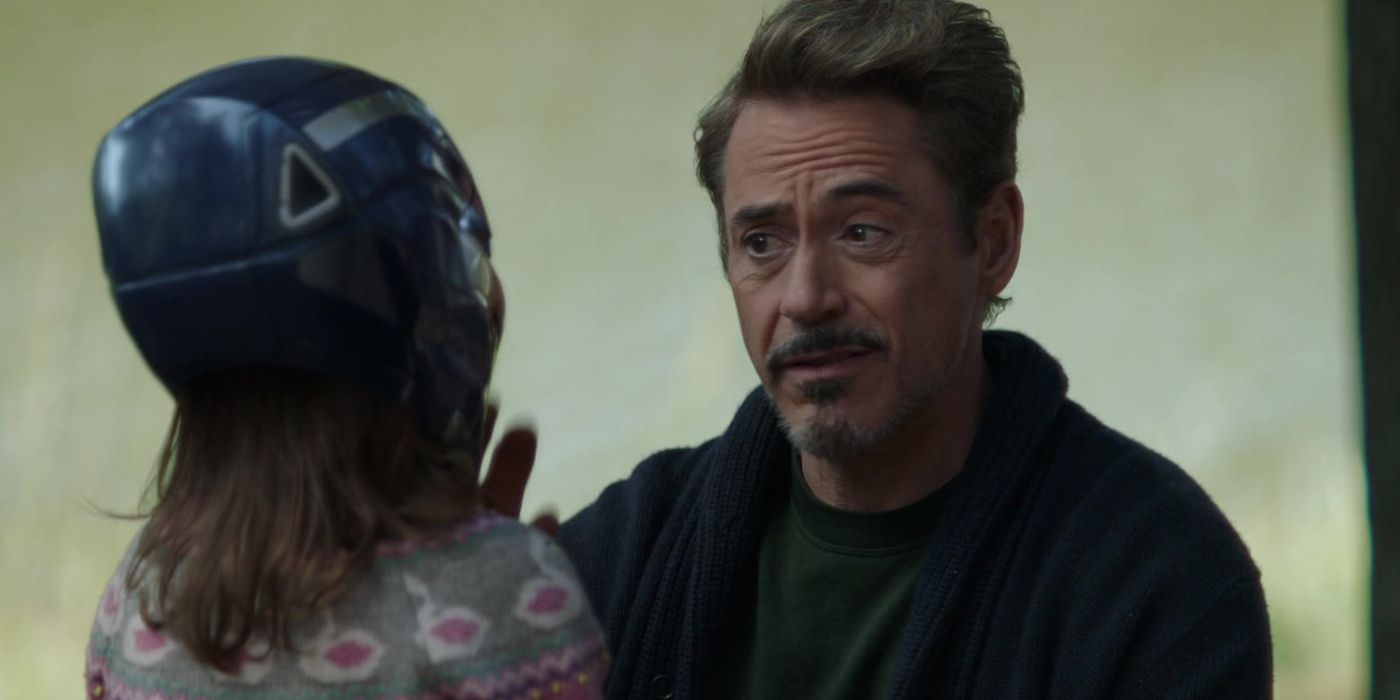 Tony Stark (Robert Downey Jr.) talks to Morgan Stark in Avengers: Endgame
