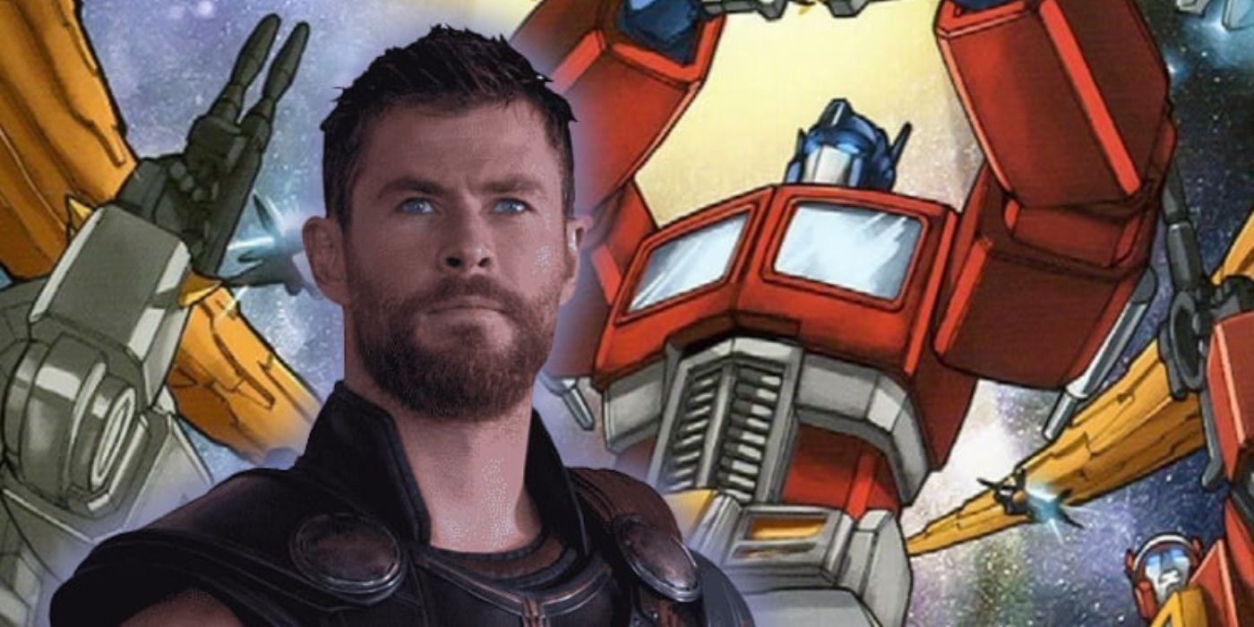 Transformers One Chris Hemsworth and Optimus Prime 