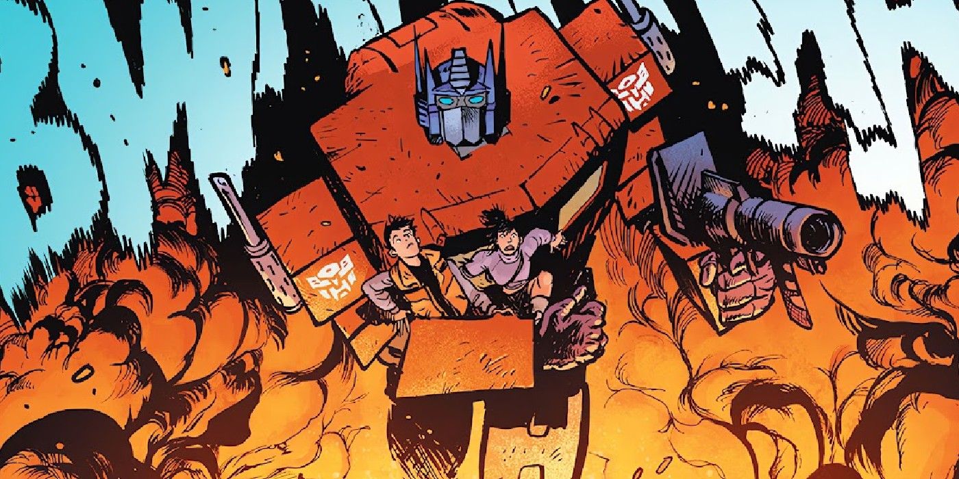 transformers optimus prime rescues spike from huge explosion