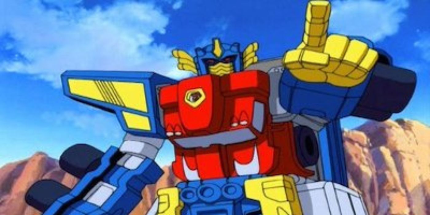 Optimus Prime pointing his index finger while in his Super Mode in Transformers Armada