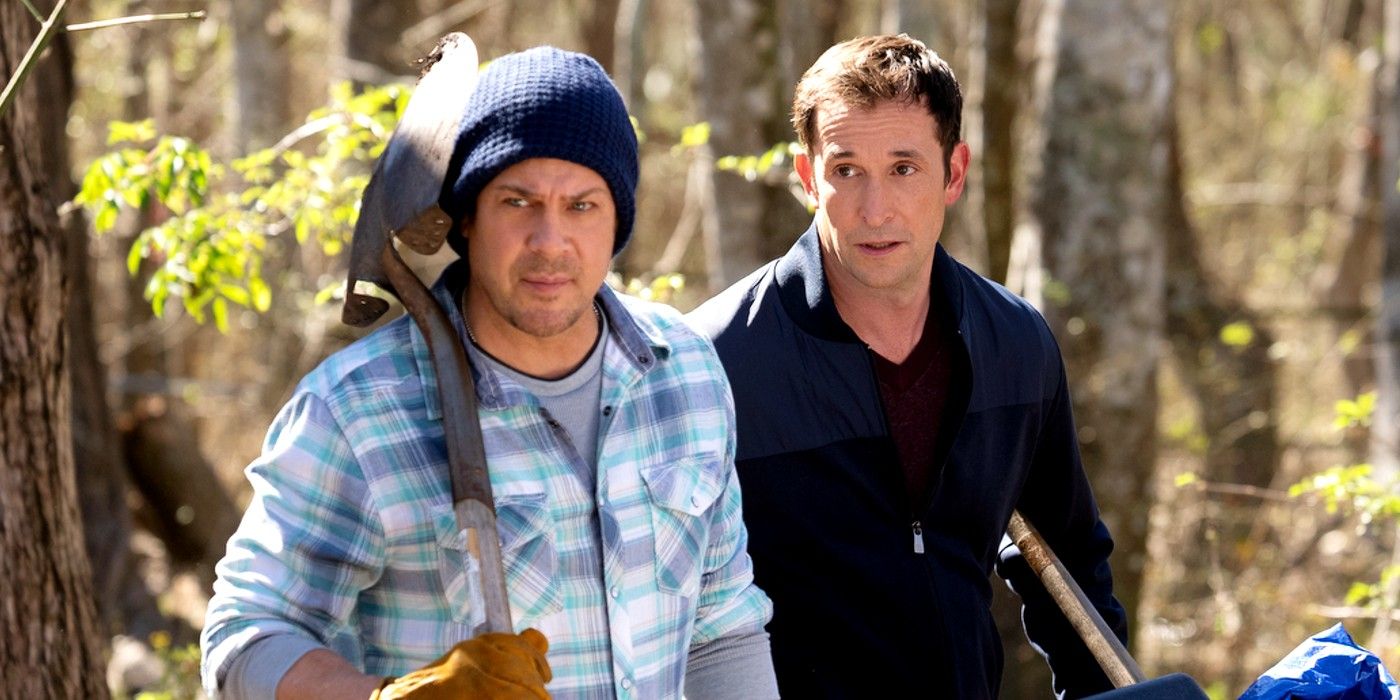 Two characters from Leverage Redemption in the woods