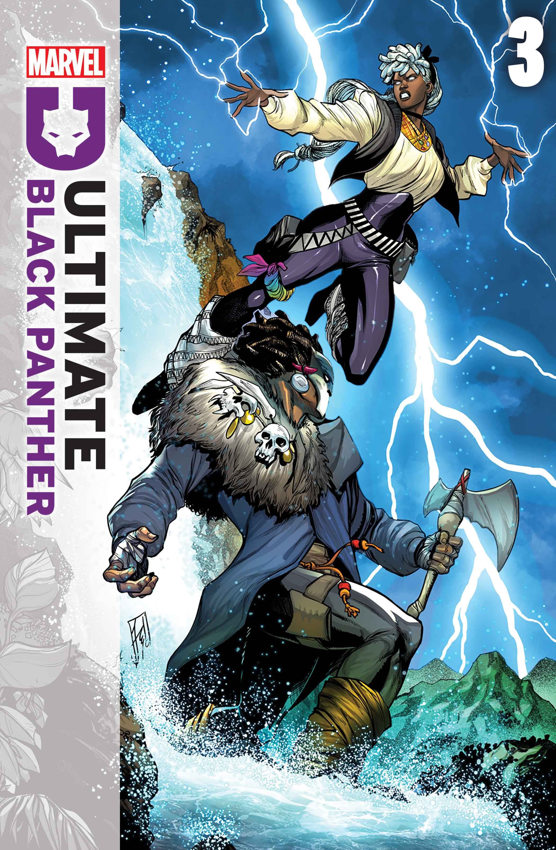 Ultimate Black Panther (2024) #3 Cover by Stefano Caselli featuring redesigned Killmonger and Storm
