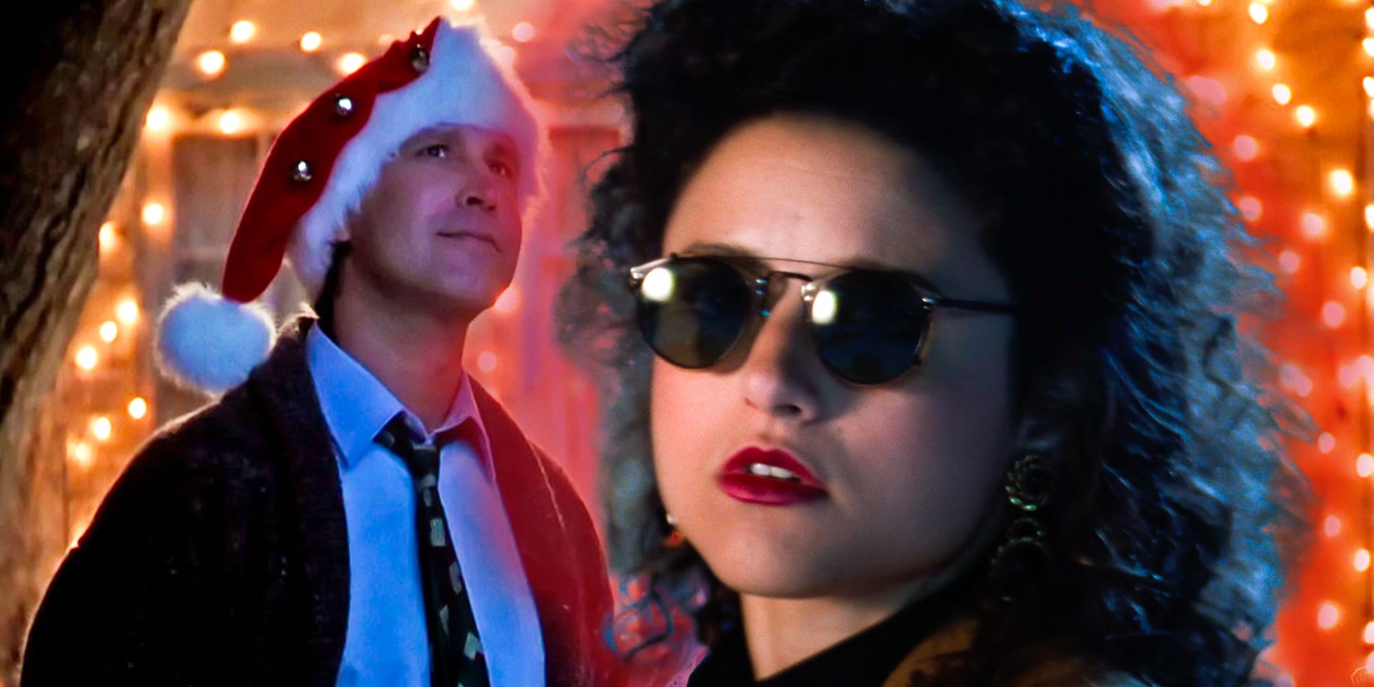 Chevy Chase as Clark Griswold and Julia Louis-Dreyfus as Margo in National Lampoon's Christmas Vacation