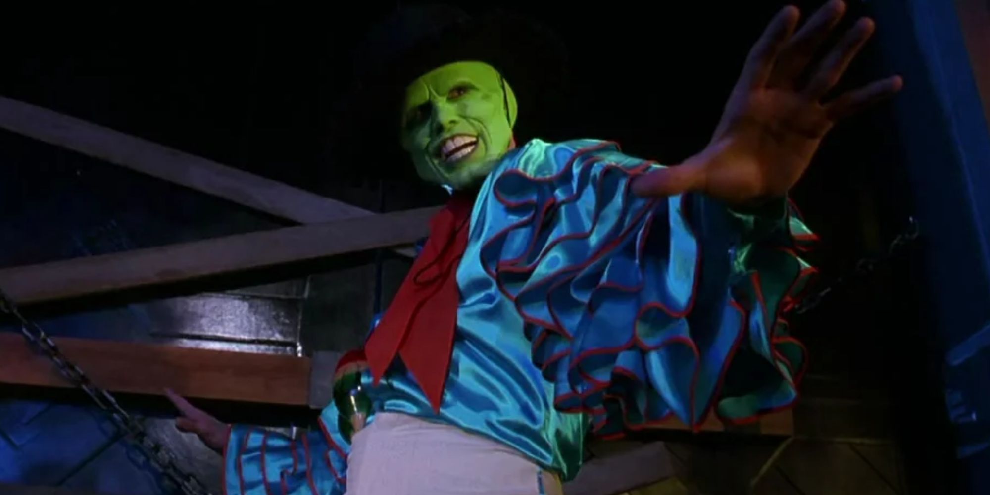 Jim Carrey as the Mask dances during the Cuban Pete dance number in The Mask