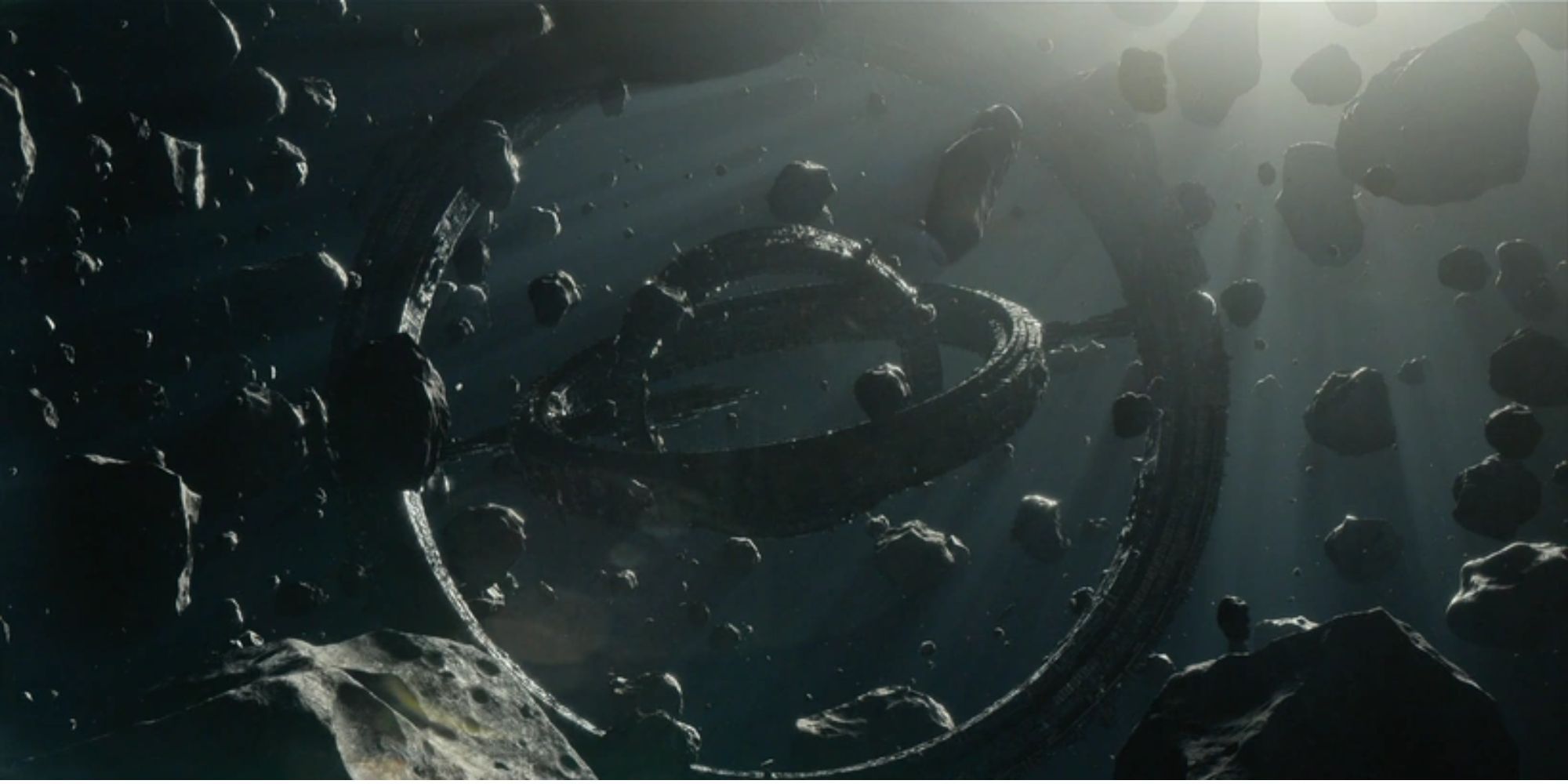 The Invictus in Foundation in an asteroid field
