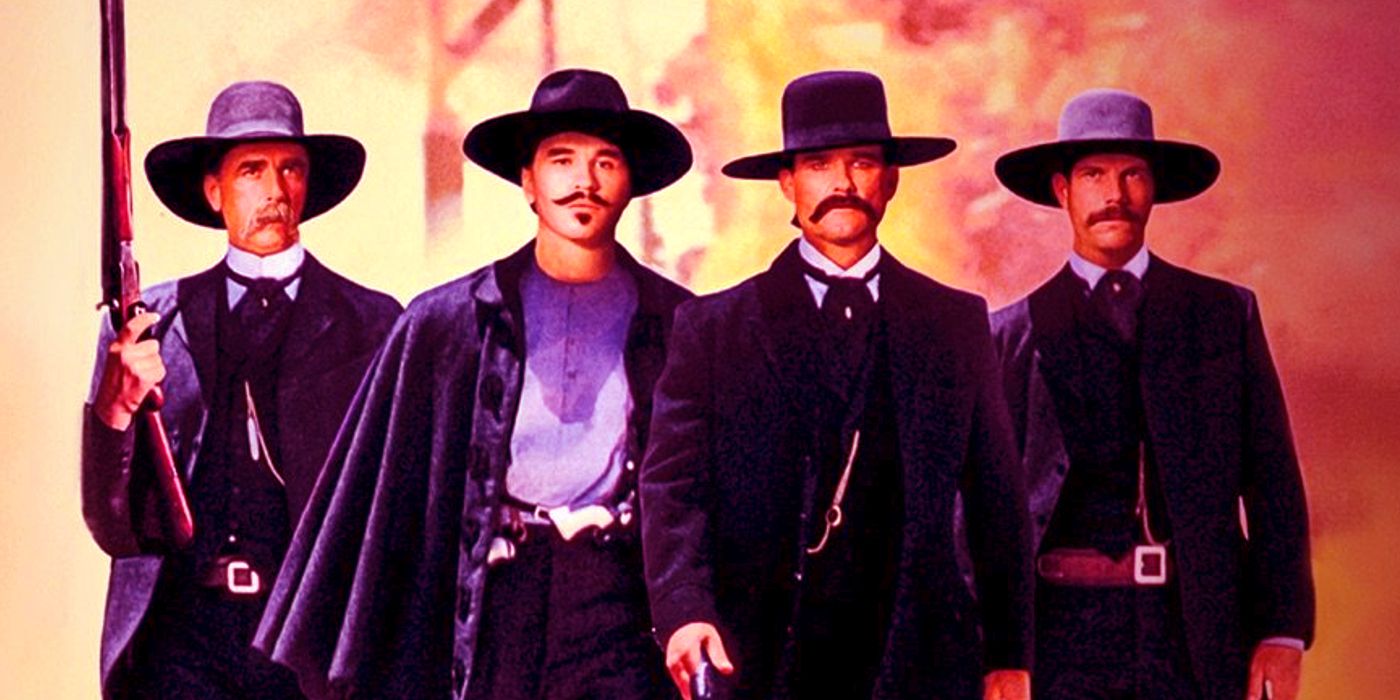 Sam Elliot, Val Kilmer, Kurt Russell, and Bill Paxton in Tombstone