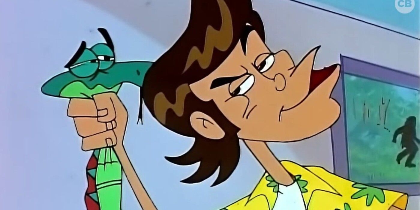 Ace Ventura in Ace Ventura: Pet Detected The Animated Series holding a snake