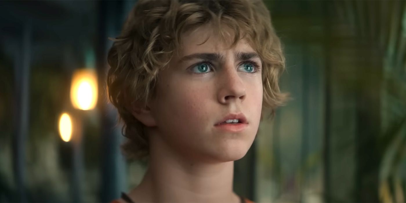 Walker Scobell as Percy looking intent in Percy Jackson and the Olympians