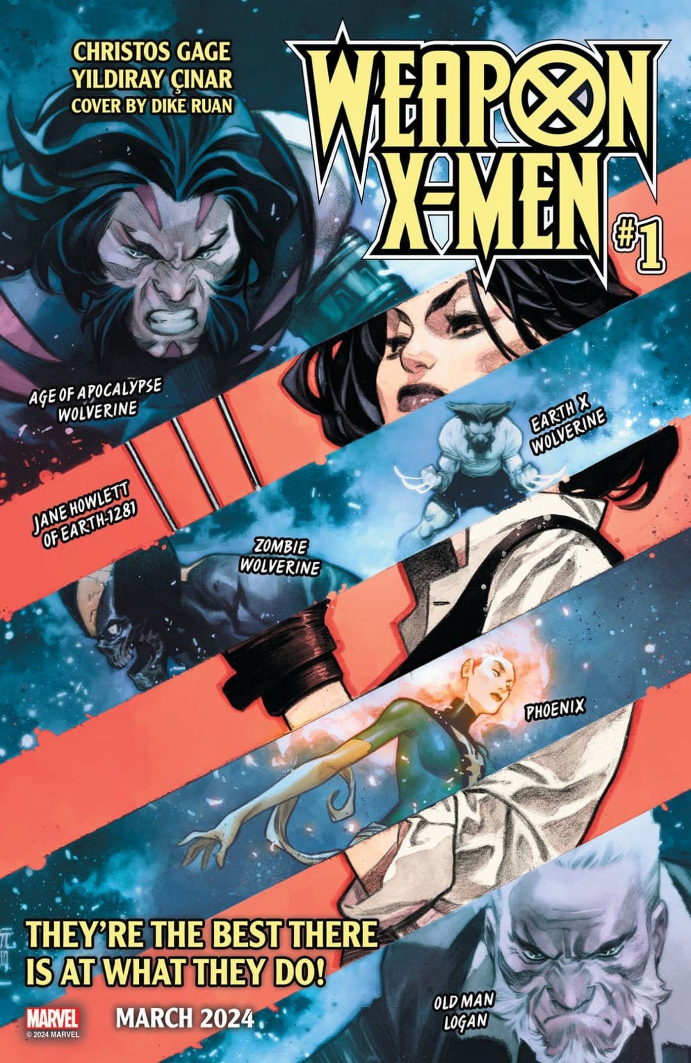 Capa da Arma X-Men #1 com Wolverines multiversais