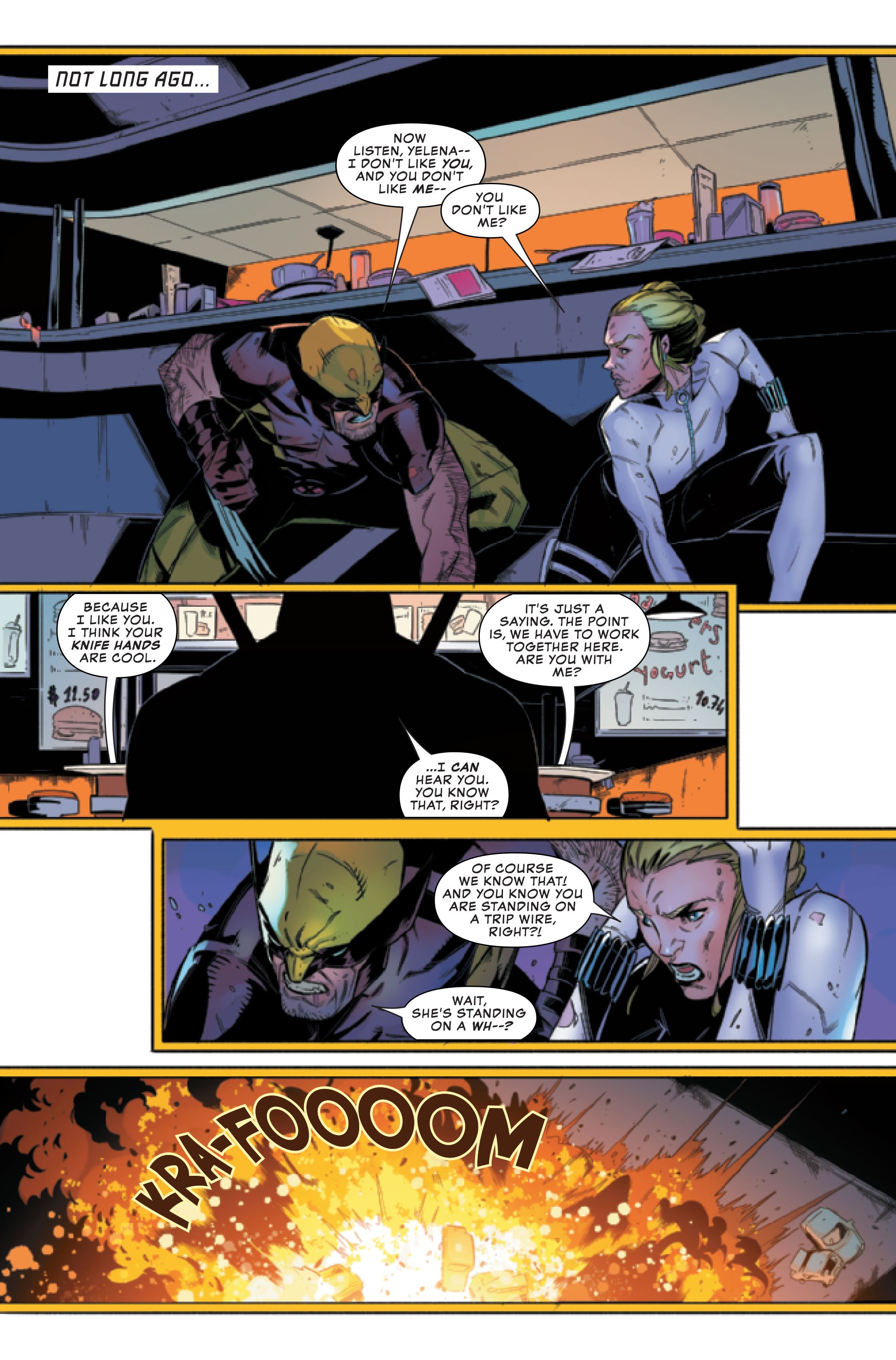 White Widow #2 page 3 featuring Wolverine and Yelena Belova