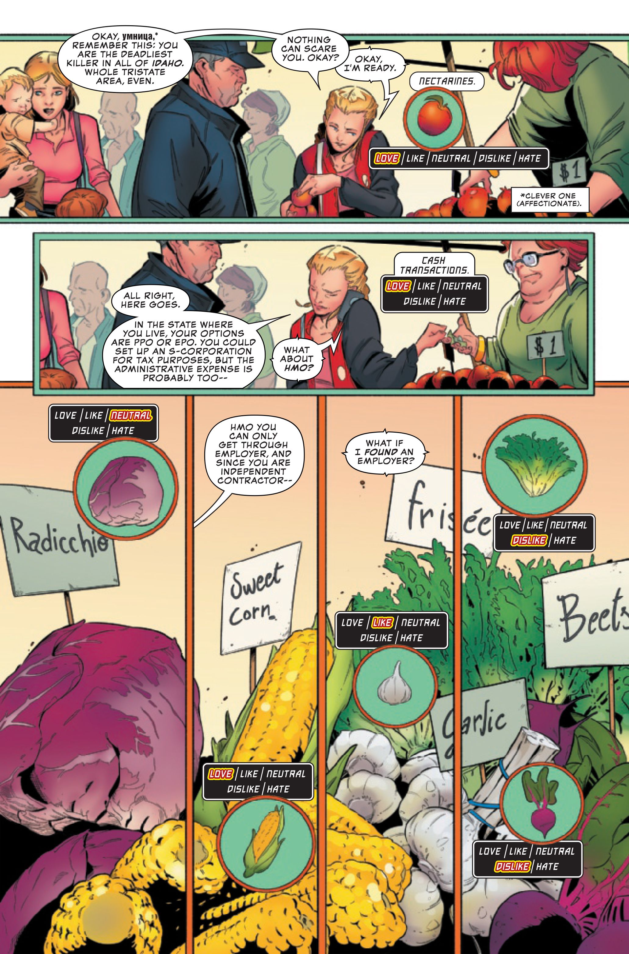 White Widow #2 page 7 Yelena at the Farmer&rsquo;s Market