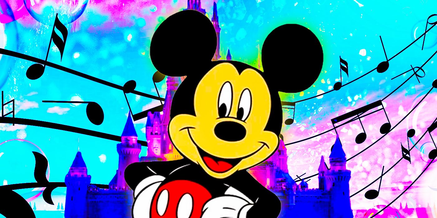Mickey Mouse in front of Magic Kingdom castle