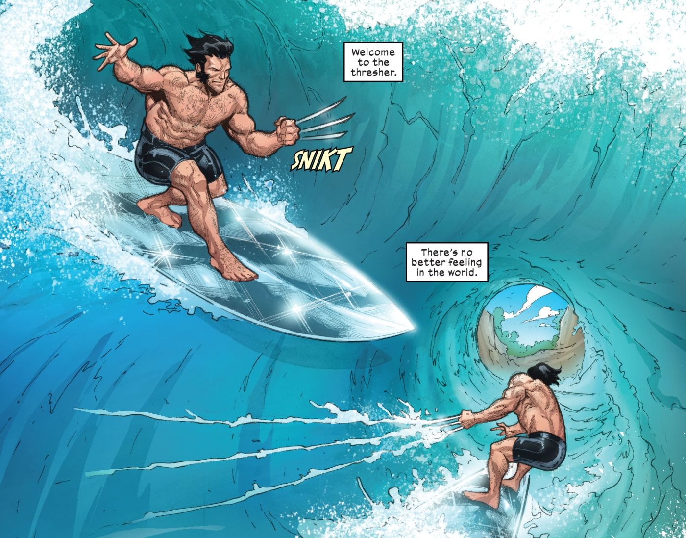 Wolverine Uses Claws While Surfing in X-Force Comic