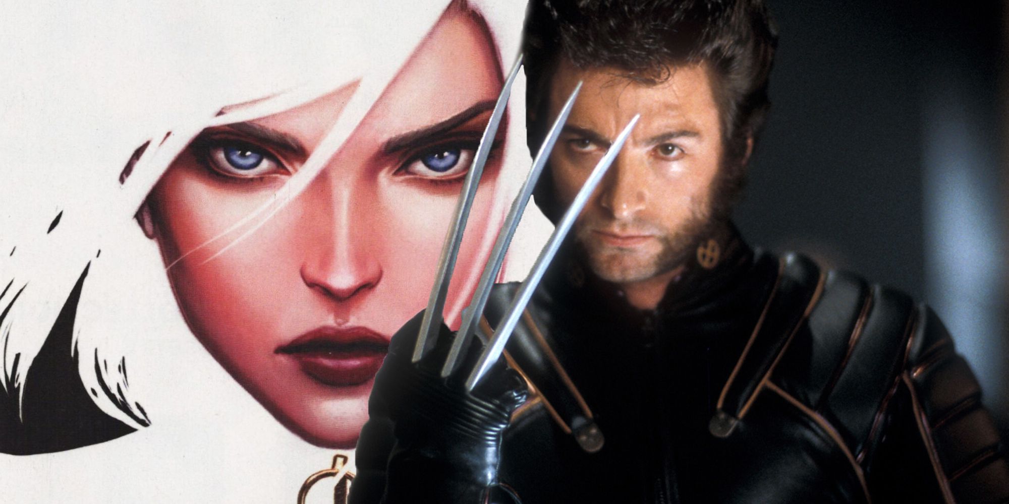 X-Men MCU Wolverine as played by Hugh Jackman in front of White Widow Yelena Belova from the comics
