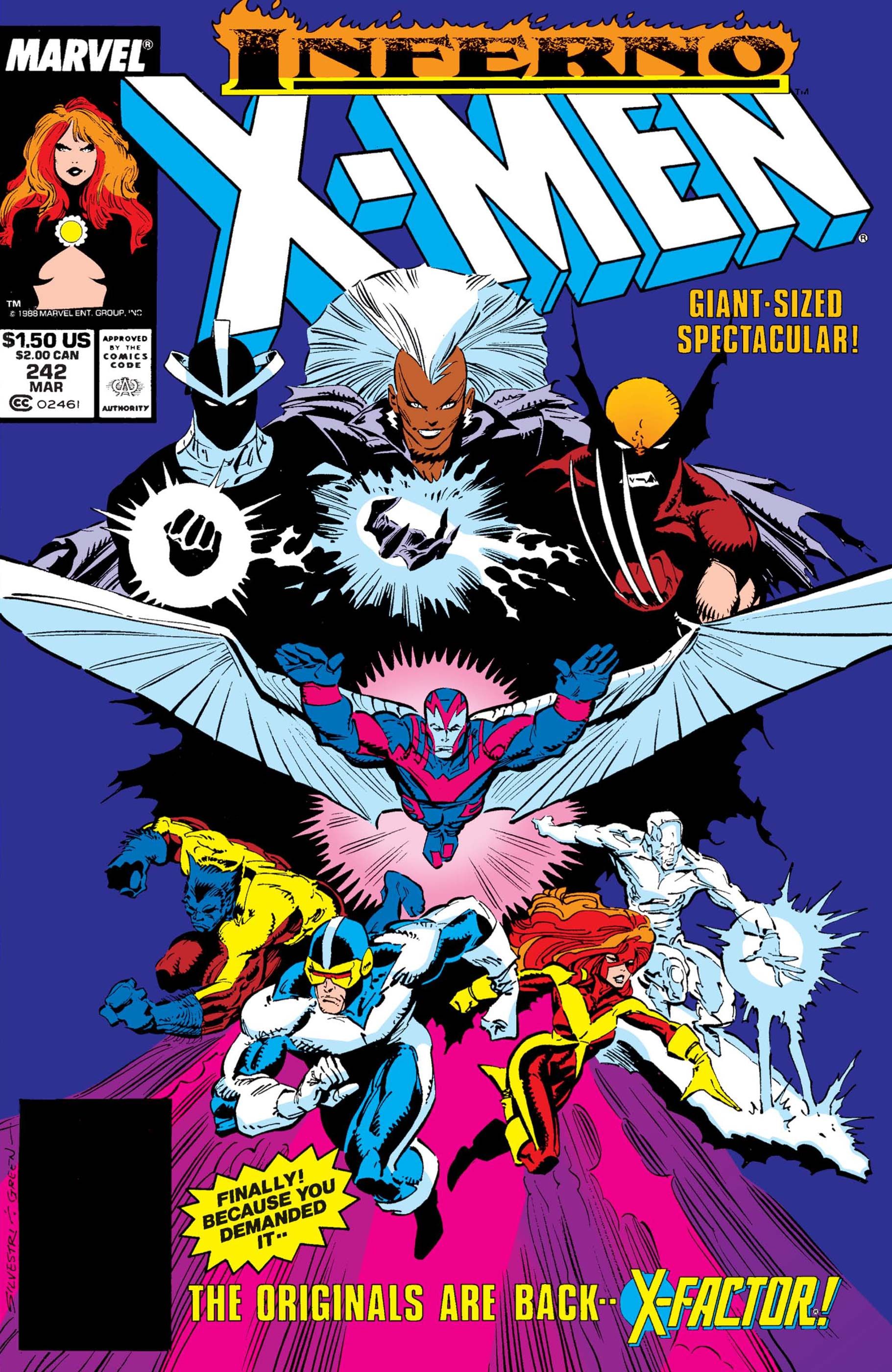 X-Factor and the corrupted X-Men on the cover of Uncanny X-Men #242