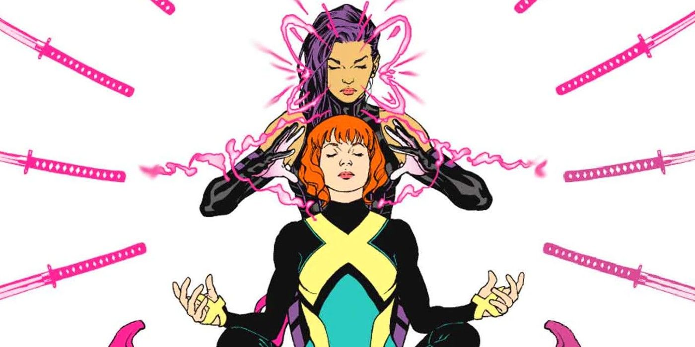 X-Men Jean Grey estudando seus poderes com Psylocke