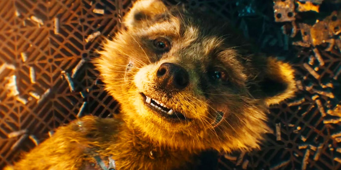 Young Rocket in cage in Guardians 3