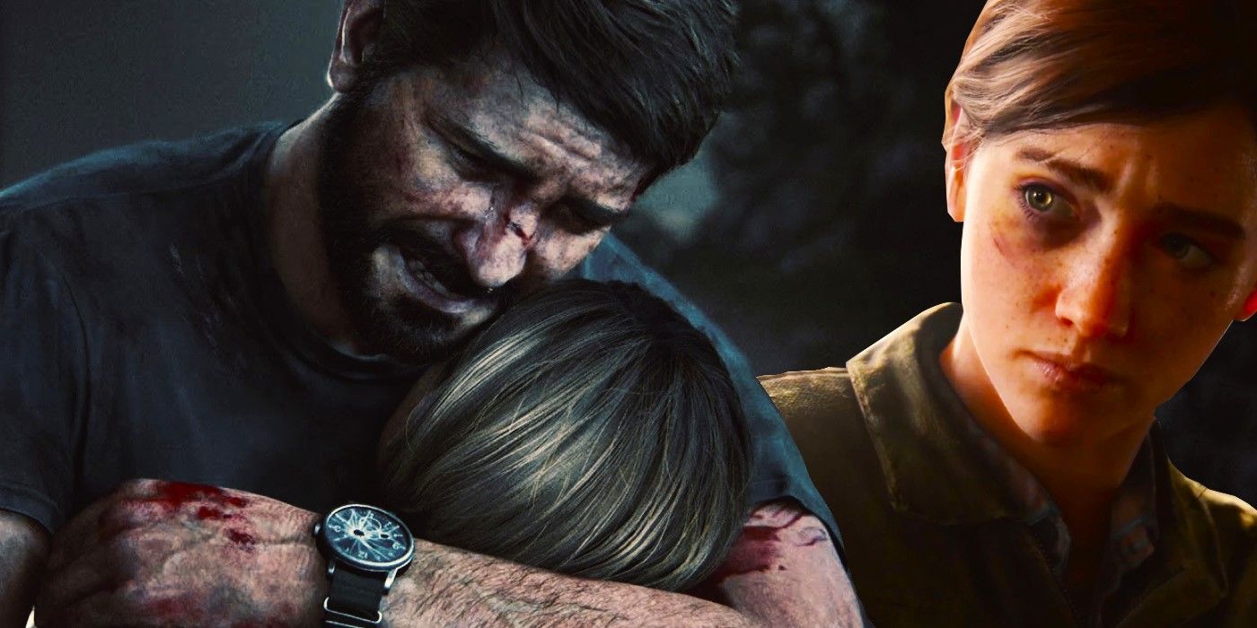 Joel embracing girl with an anguished face and Ellie looking at Joel in the background. 