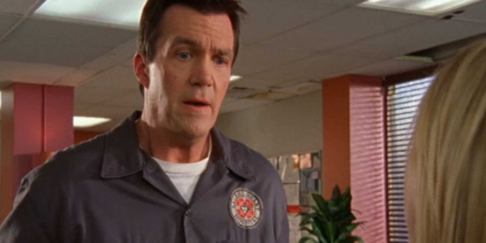 Neil Flynn looking uncomfortable as the Janitor in Scrubs