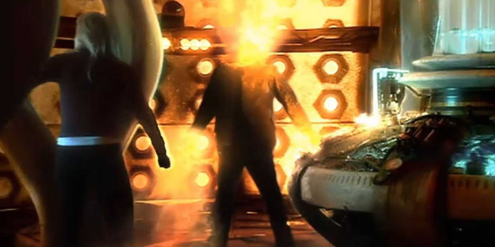 The Ninth Doctor regenerating into the Tenth in the Doctor Who episode "The Parting of the Ways."