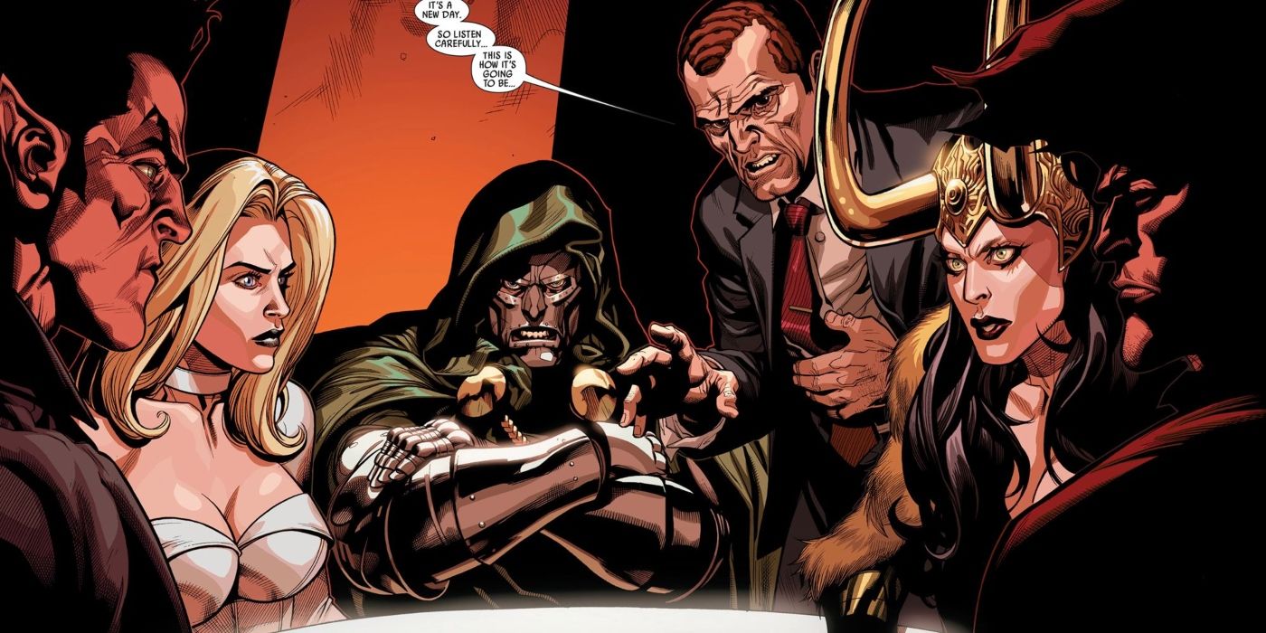 Namor sitting with other super-villains of the Cabal.