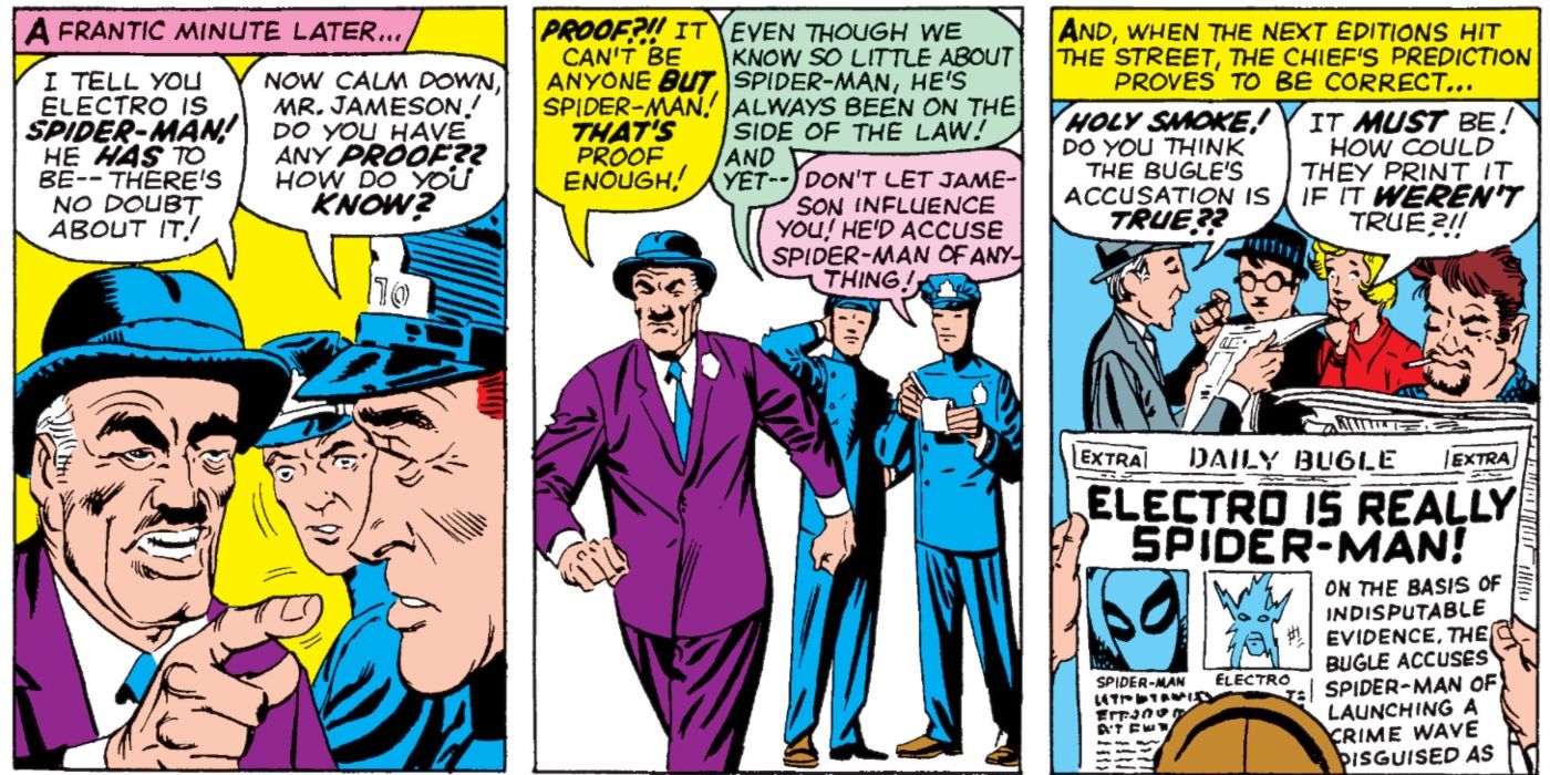 Daily Bugle reporting that Electro is Spider-Man.