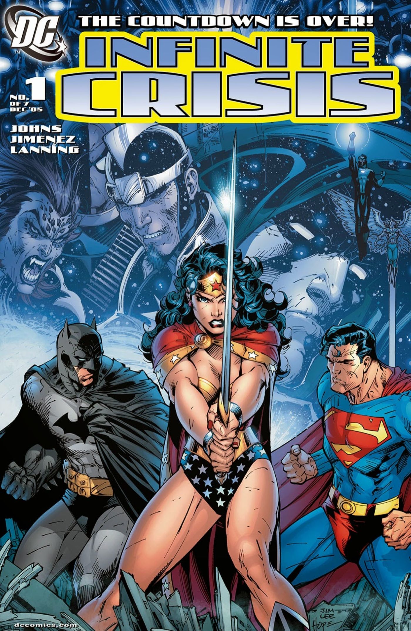 Batman, Superman, and Wonder Woman on a comic cover.