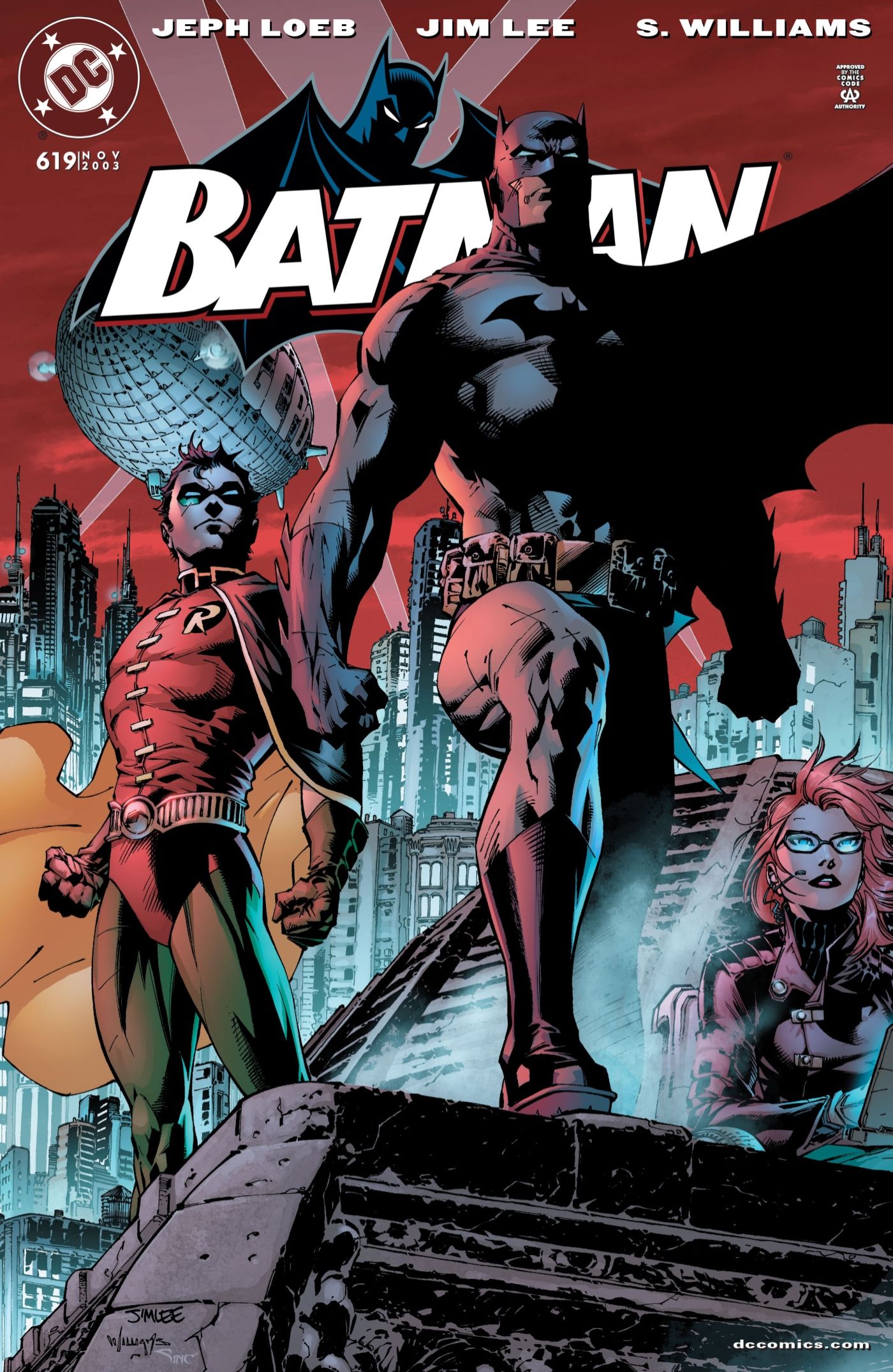 Batman, Robin, and Barbara Gordon on a comic cover.