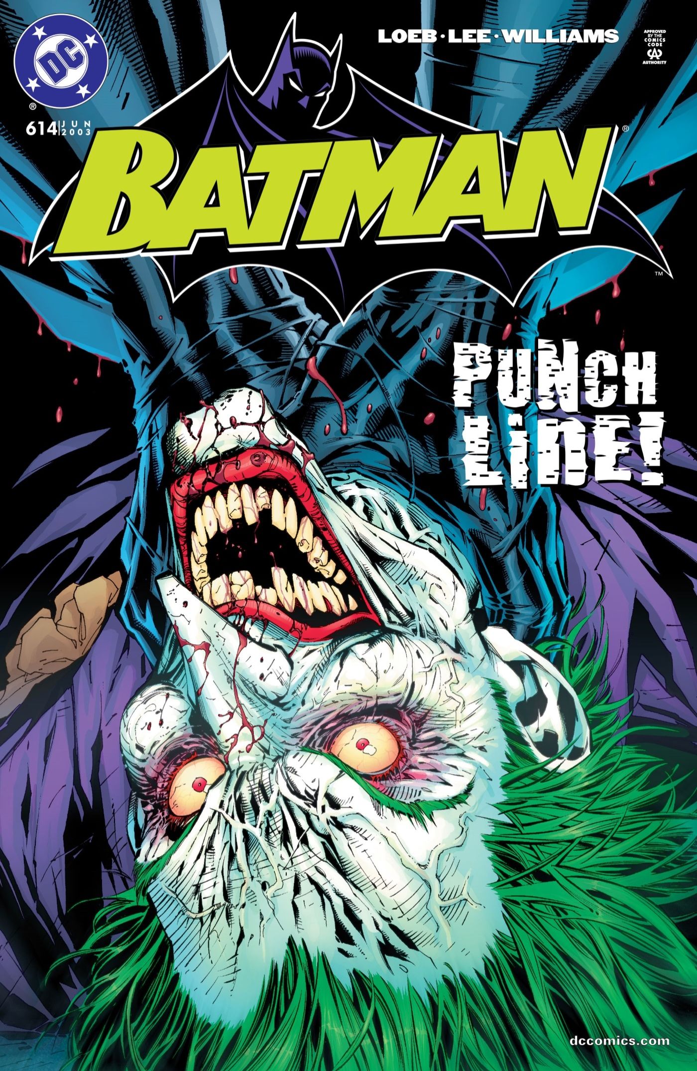 Batman strangling the Joker on a comic cover.