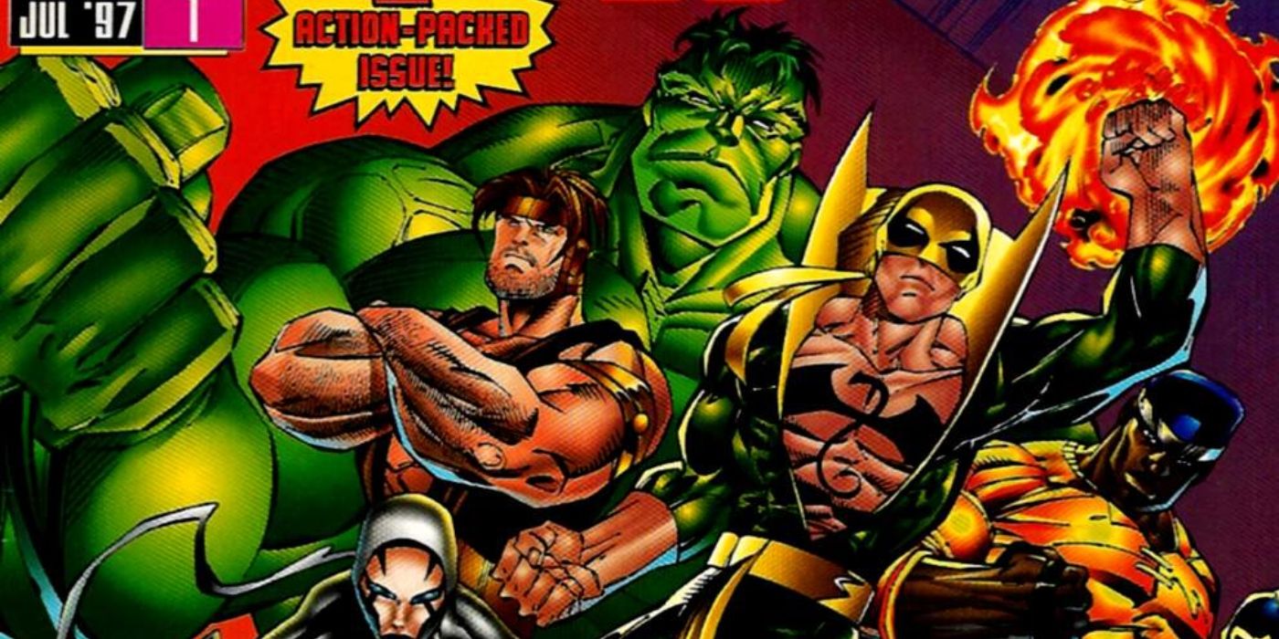 Hulk, Hercules, Luke Cage, and Iron Fist from Heroes for Hire.