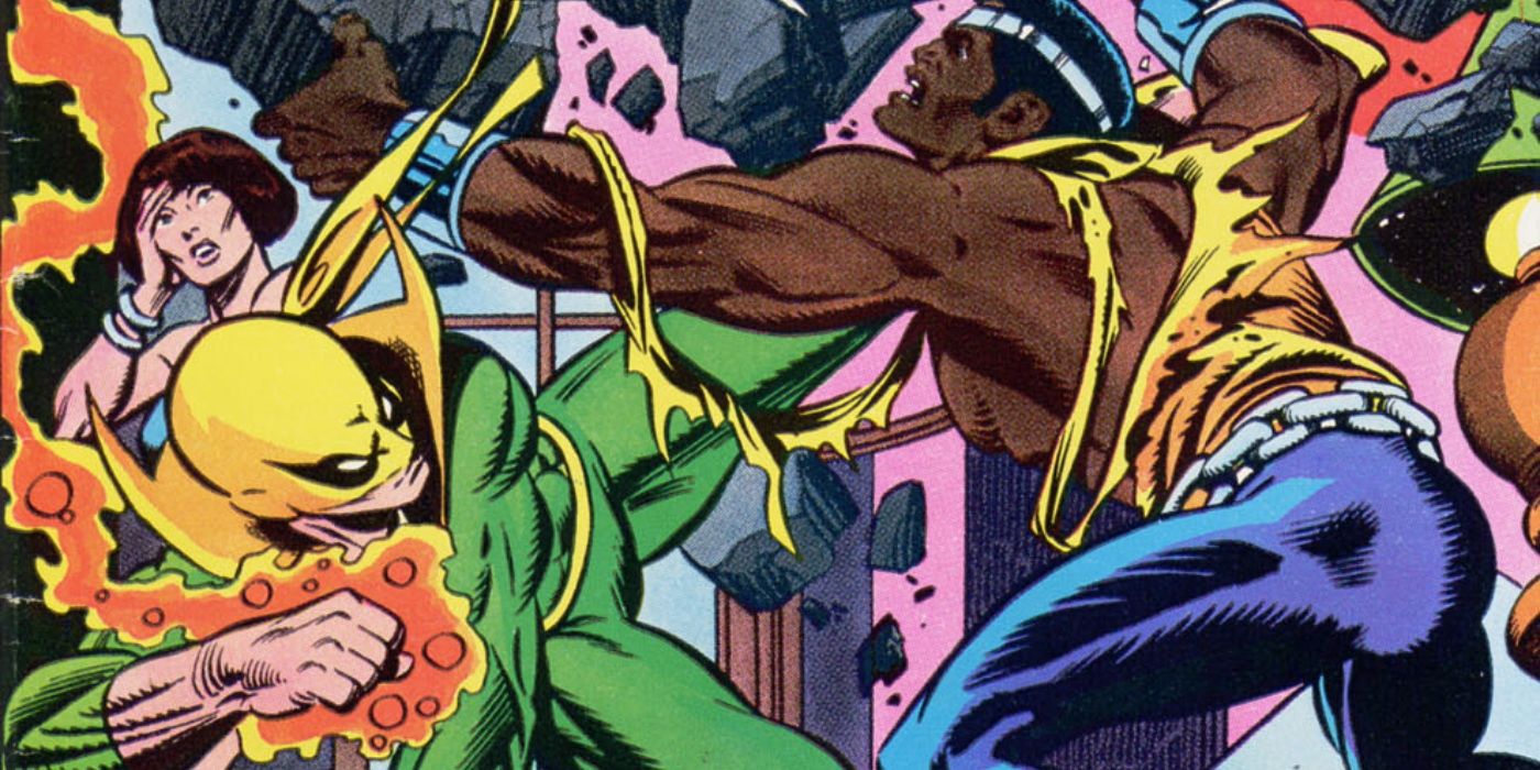 Luke Cage fighting Iron Fist for the first time.